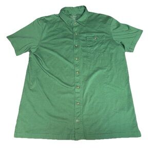 L.L Bean Men’s Size LT Large Tall Green Button Up 100% Cotton Short Sleeve Flaw